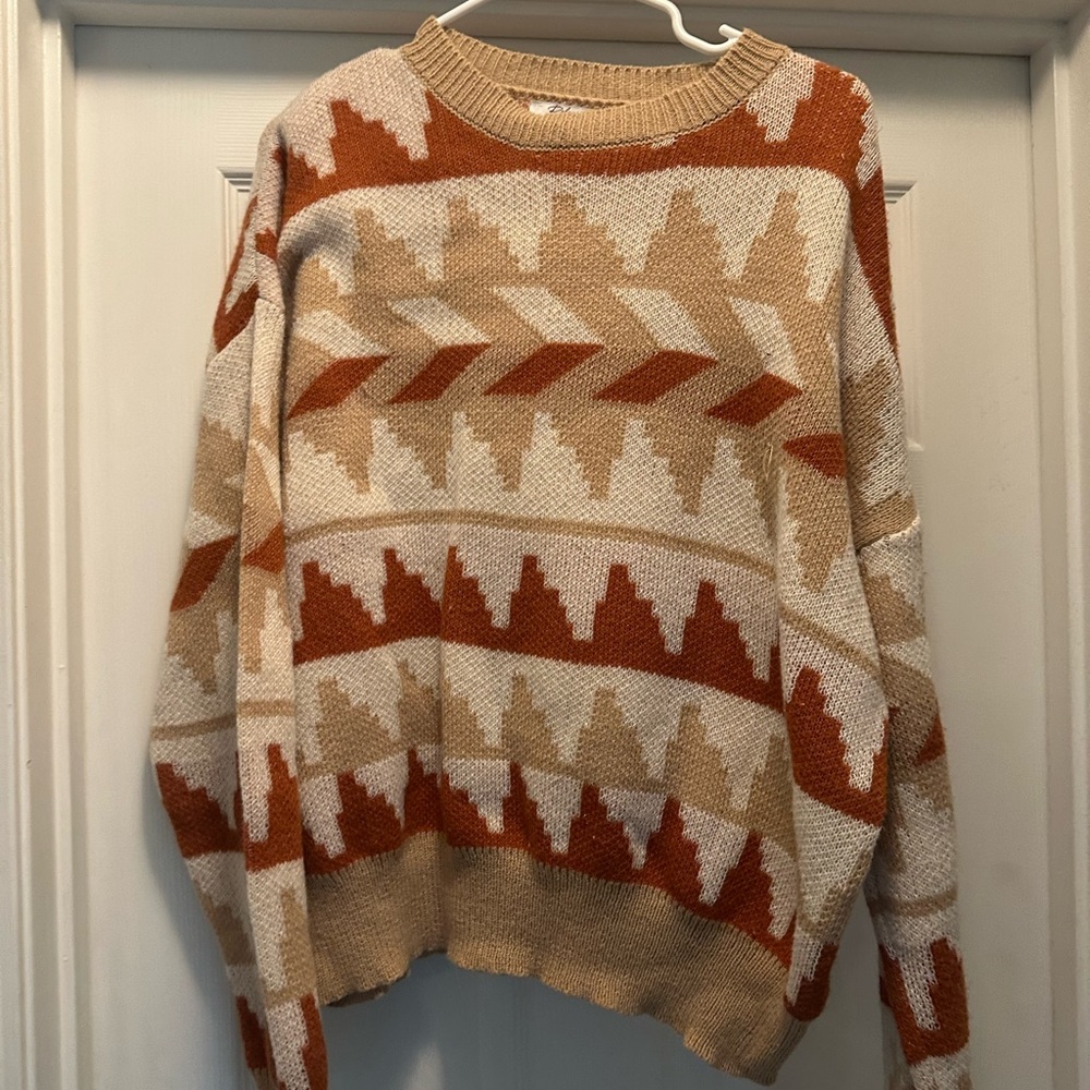 Pilgrim Knit Top in Orange and Beige